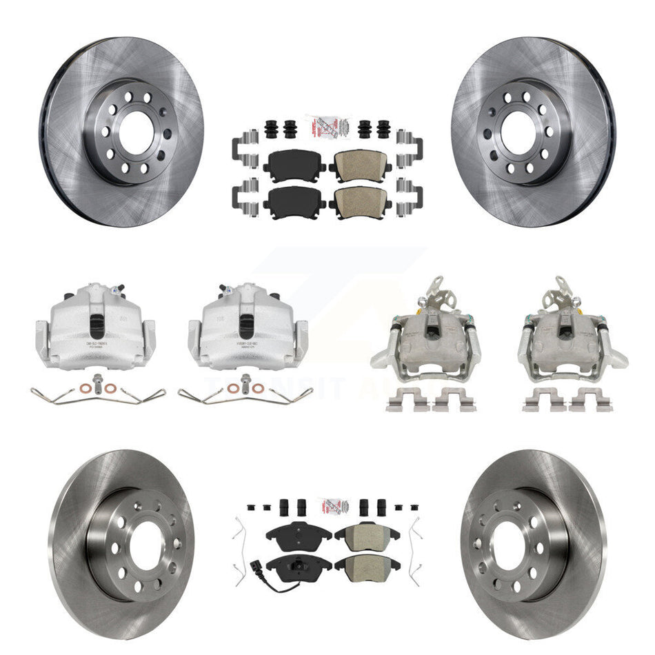 Front Rear Disc Brake Caliper Rotors And PADSMATERIAL Pads Kit (10Pc) For 2006-2009 Volkswagen Rabbit KC8-102716N