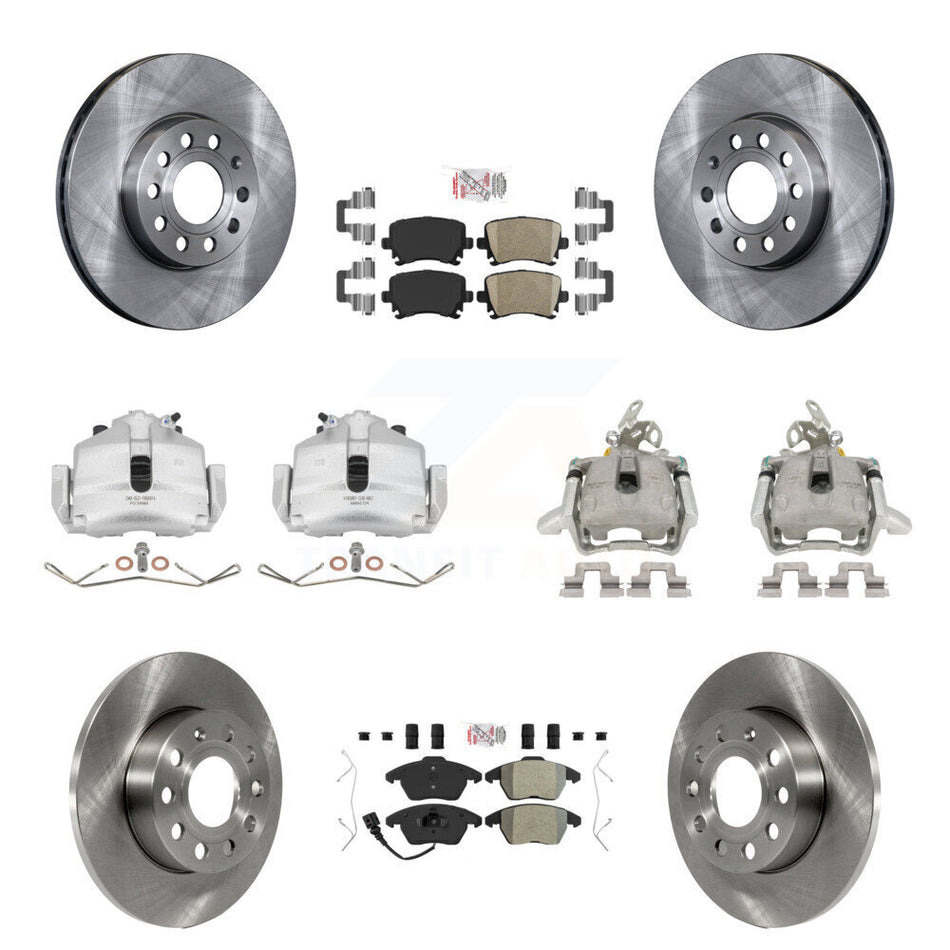 Front Rear Disc Brake Caliper Rotors And PADSMATERIAL Pads Kit (10Pc) For 2006-2009 Volkswagen Rabbit KC8-102718N