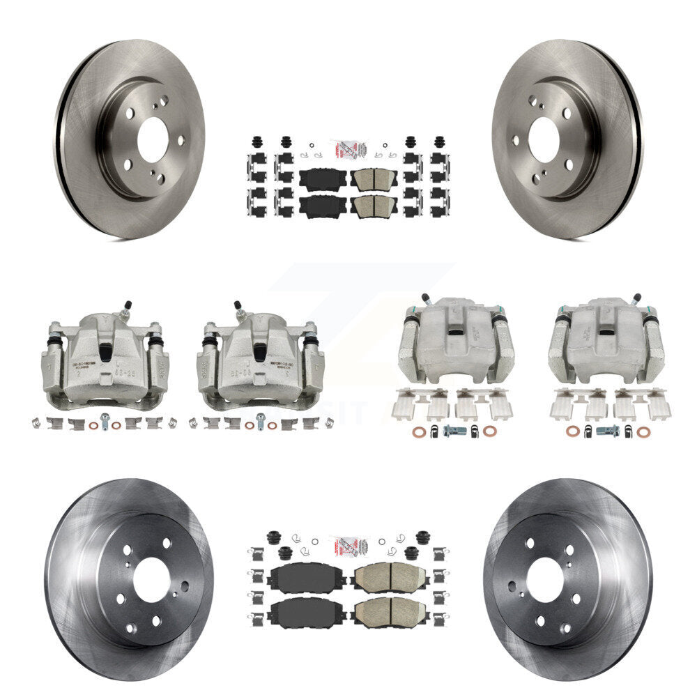 Front Rear Disc Brake Caliper Rotors Ceramic Pad Kit (10Pc) For 2013-2018 Toyota RAV4 LE KC8-102743N