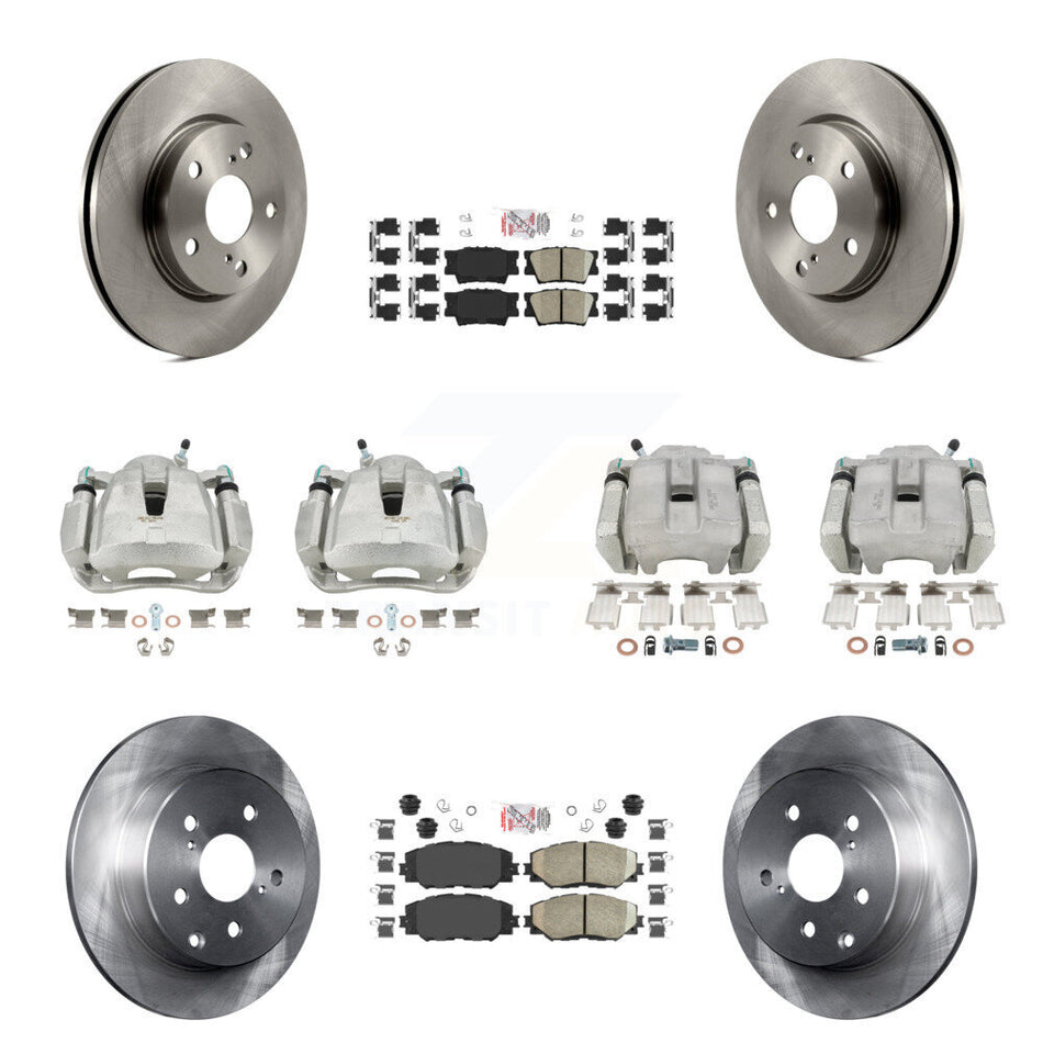 Front Rear Disc Brake Caliper Rotors Ceramic Pad Kit (10Pc) For 2014-2015 Toyota RAV4 LE KC8-102749N