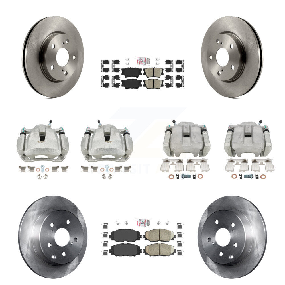 Front Rear Disc Brake Caliper Rotors Ceramic Pad Kit (10Pc) For 2014-2015 Toyota RAV4 LE KC8-102750N