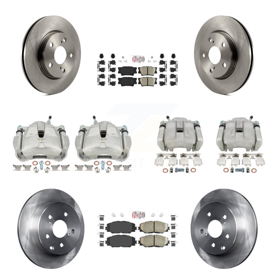Front Rear Disc Brake Caliper Rotors Ceramic Pad Kit (10Pc) For 2014-2015 Toyota RAV4 LE KC8-102752N