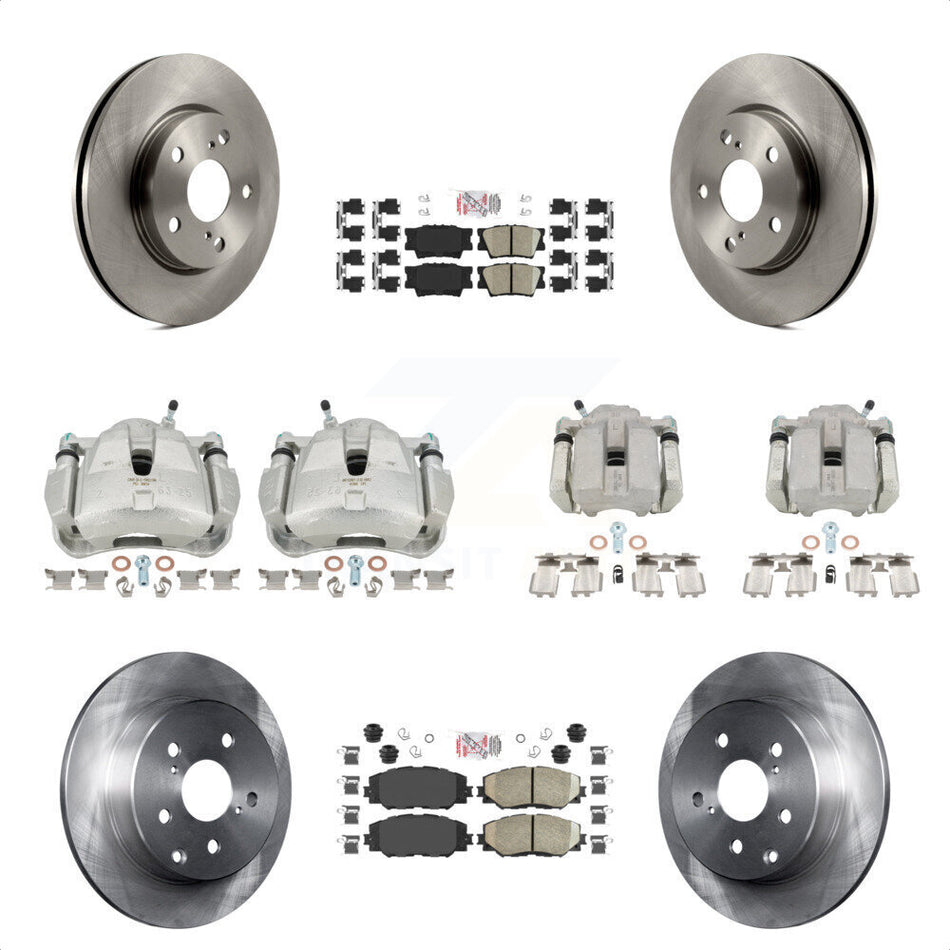 Front Rear Disc Brake Caliper Rotors And Ceramic Pads Kit (10Pc) For Toyota RAV4 Without 3rd Row Seating KC8-102757N by Transit Auto