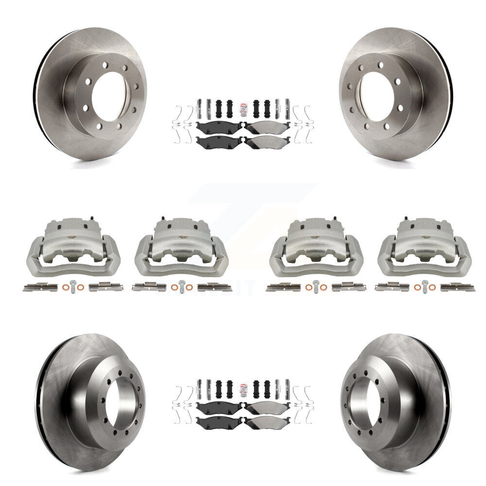Front Rear Brake Caliper Rotors & Semi-Metallic Pad Kit (10Pc) For Ford E-550 Super Duty KC8-102763N