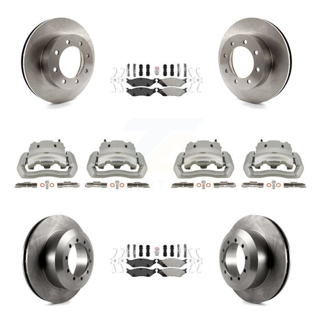 Front Rear Brake Caliper Rotors & Semi-Metallic Pad Kit (10Pc) For Ford E-550 Super Duty KC8-102763N