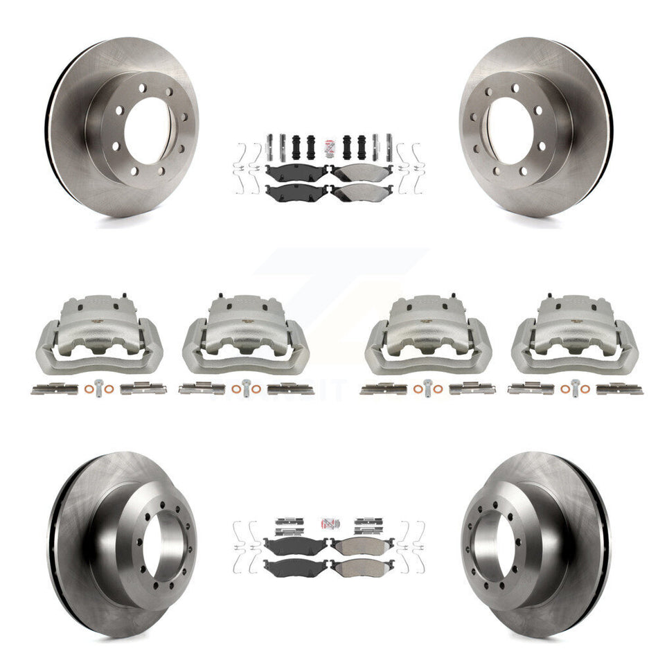 Front Rear Brake Caliper Rotors & Semi-Metallic Pad Kit (10Pc) For Ford E-550 Super Duty KC8-102764N
