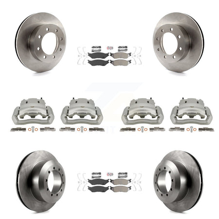 Front Rear Brake Caliper Rotors & Semi-Metallic Pad Kit (10Pc) For Ford E-550 Super Duty KC8-102766N