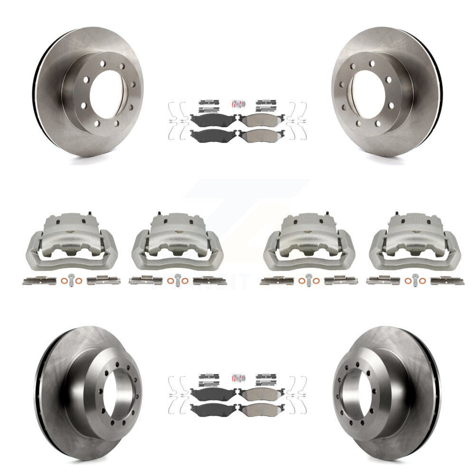 Front Rear Brake Caliper Rotors & Semi-Metallic Pad Kit (10Pc) For Ford E-550 Super Duty KC8-102766N