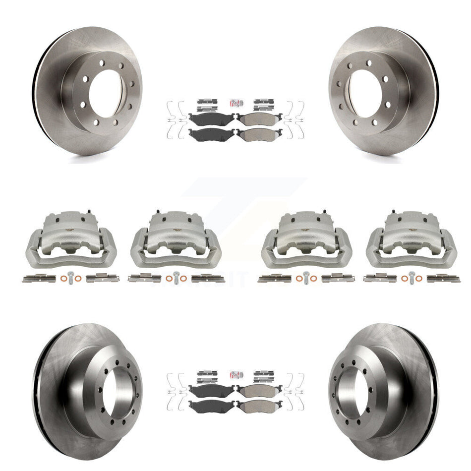 Front Rear Brake Caliper Rotors & Semi-Metallic Pad Kit (10Pc) For Ford E-550 Super Duty KC8-102766N