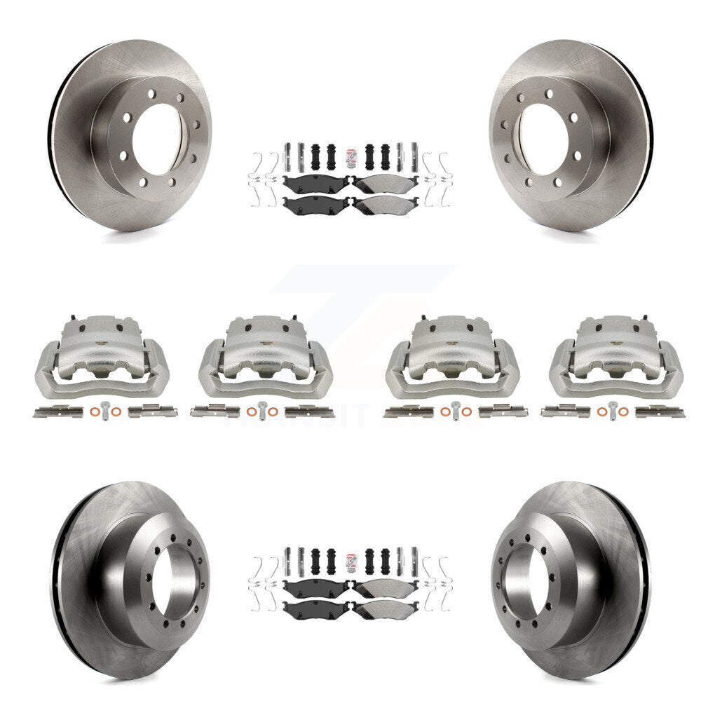 Front Rear Brake Caliper Rotors & Semi-Metallic Pad Kit (10Pc) For Ford E-550 Super Duty KC8-102767N