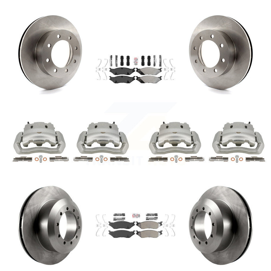 Front Rear Brake Caliper Rotors & Semi-Metallic Pad Kit (10Pc) For Ford E-550 Super Duty KC8-102768N