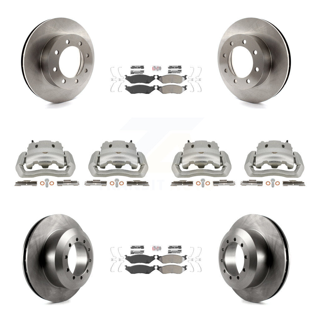 Front Rear Brake Caliper Rotors & Semi-Metallic Pad Kit (10Pc) For Ford E-550 Super Duty KC8-102770N