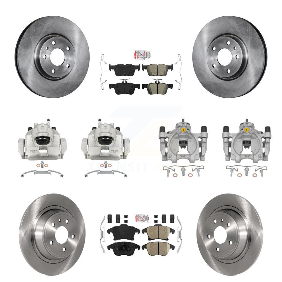 Front Rear Brake Caliper Rotors & Ameribrakes Pad Kit (10Pc) For Ford Fusion Lincoln MKZ KC8-102772N