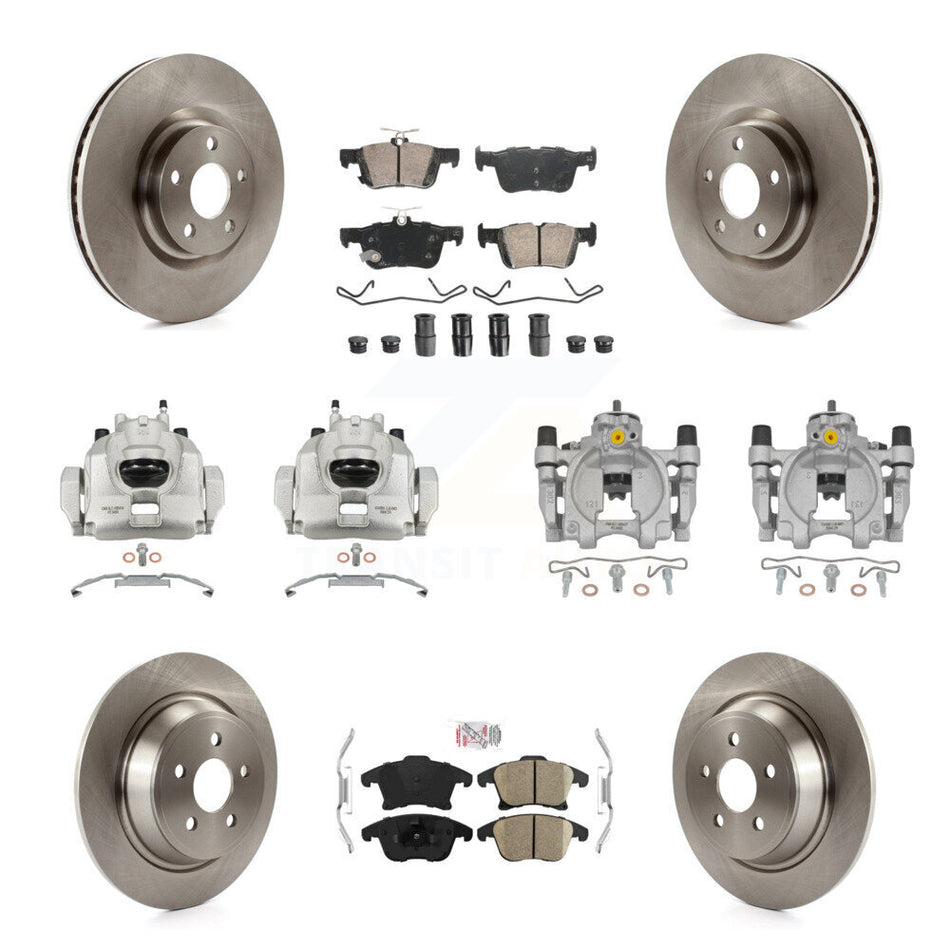 Front Rear Brake Caliper Rotor & Ceramic Pad Kit (10Pc) For Ford Police Responder Hybrid KC8-102781N