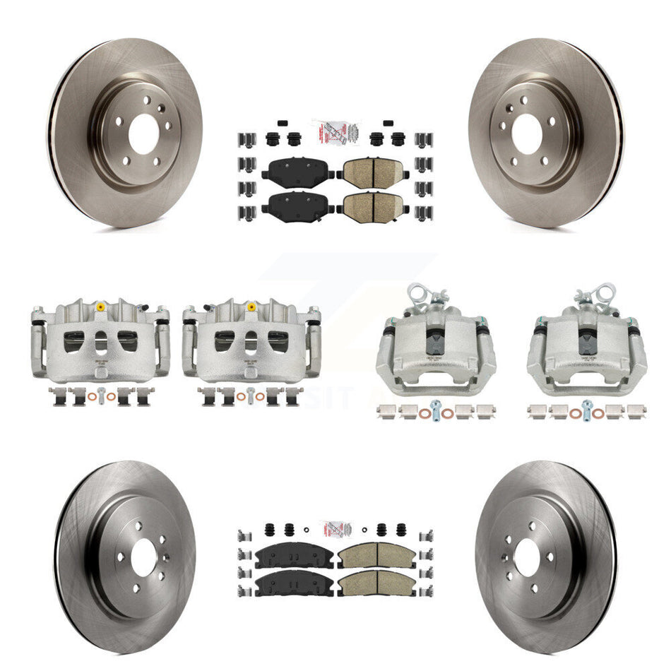 Front Rear Brake Caliper Rotor & Ameribrakes Pad Kit (10Pc) For 2013 Ford Explorer Sport KC8-102787N