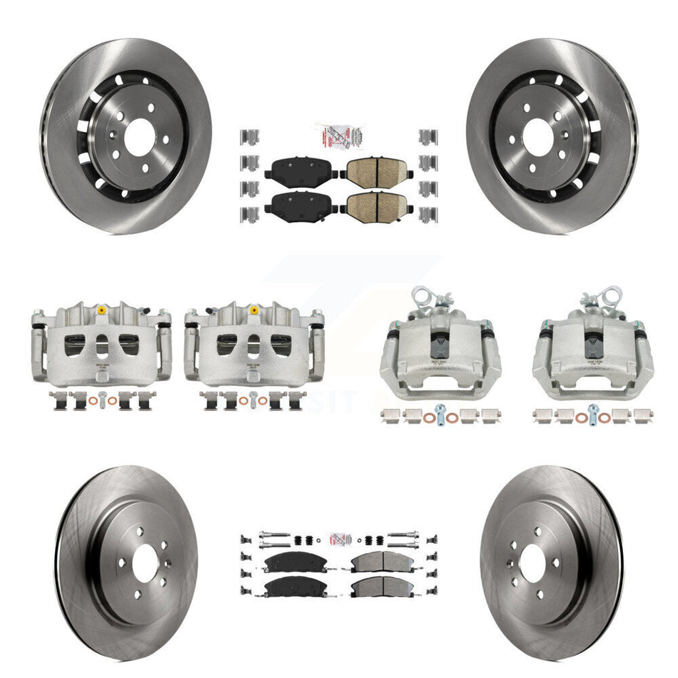 Front Rear Brake Caliper Rotors Ameribrakes Pad Kit (10Pc) For Ford Explorer Flex Taurus KC8-102791N