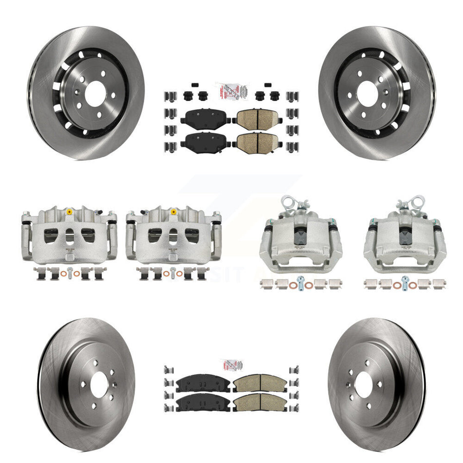 Front Rear Brake Caliper Rotors Ameribrakes Pad Kit (10Pc) For Ford Explorer Flex Taurus KC8-102792N