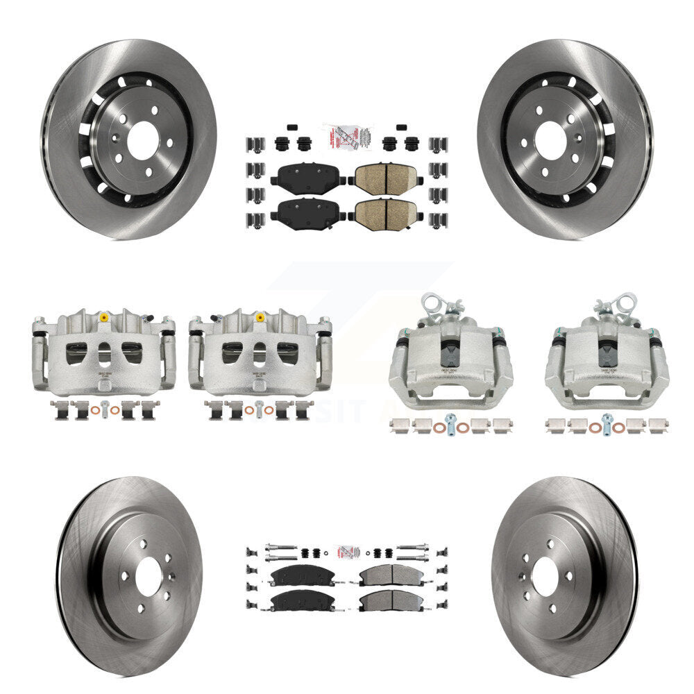 Front Rear Brake Caliper Rotor Semi-Metallic Pad Kit (10Pc) For Ford Explorer Flex Sedan KC8-102794N