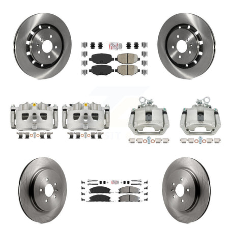 Front Rear Brake Caliper Rotor & Ameribrakes Pad Kit (10Pc) For Ford Explorer Police MKS KC8-102800N