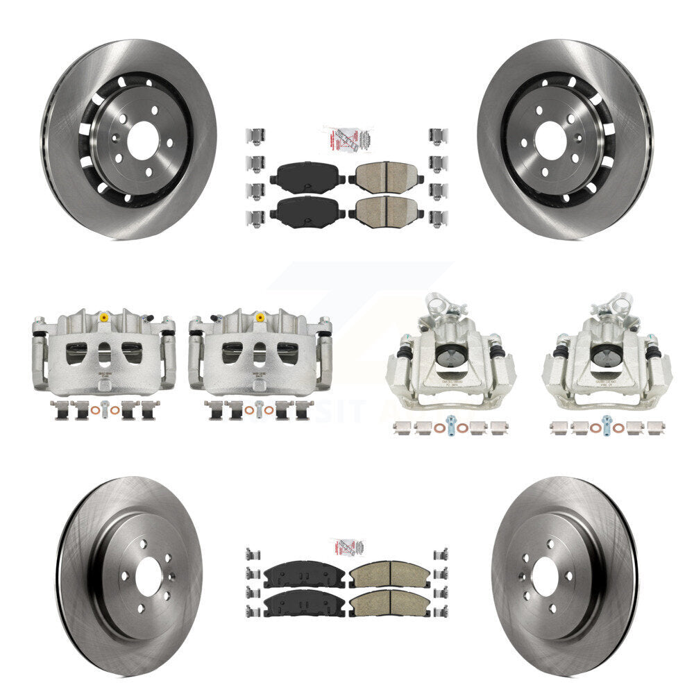 Front Rear Disc Brake Caliper Rotors And Ceramic Pads Kit (10Pc) For 2016 Lincoln MKS KC8-102809N