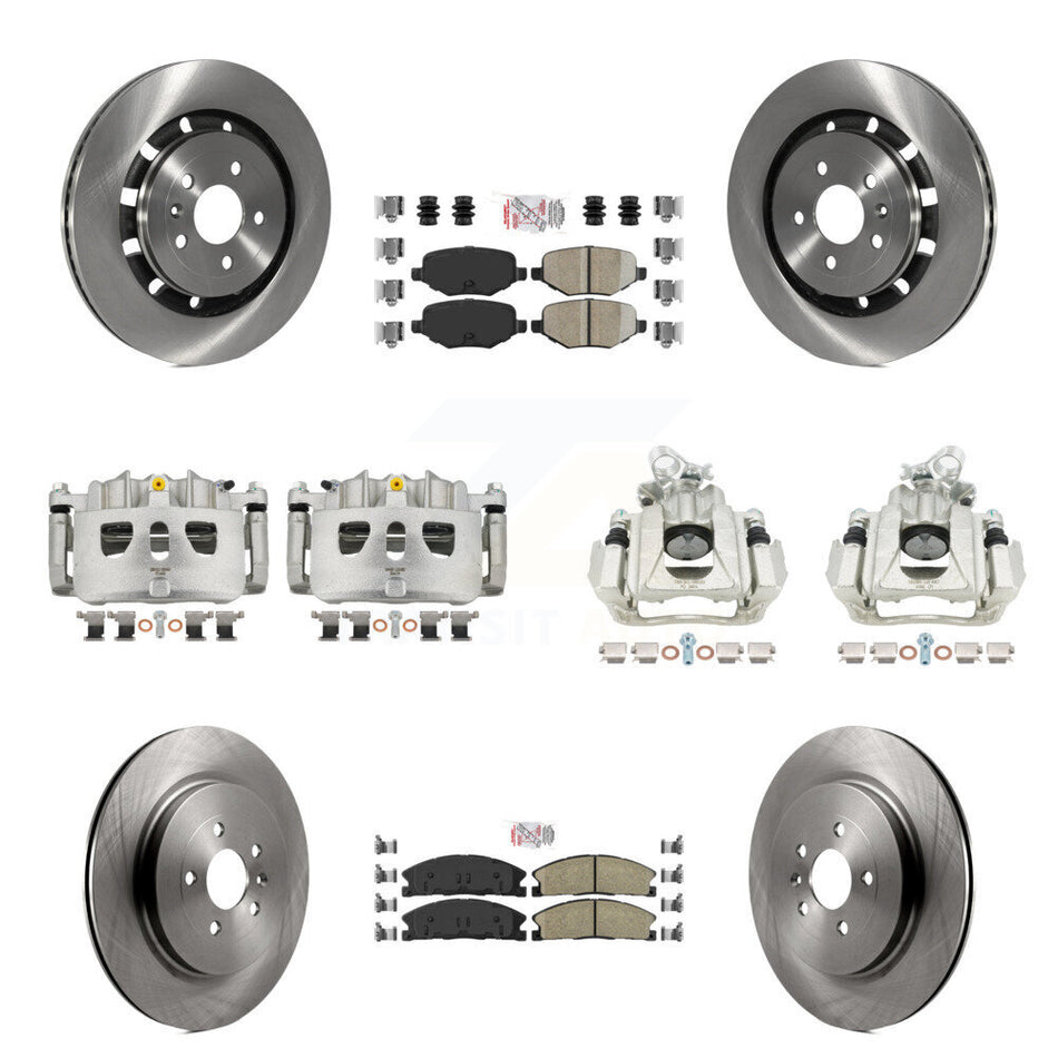Front Rear Disc Brake Caliper Rotors And Ceramic Pads Kit (10Pc) For 2016 Lincoln MKS KC8-102812N