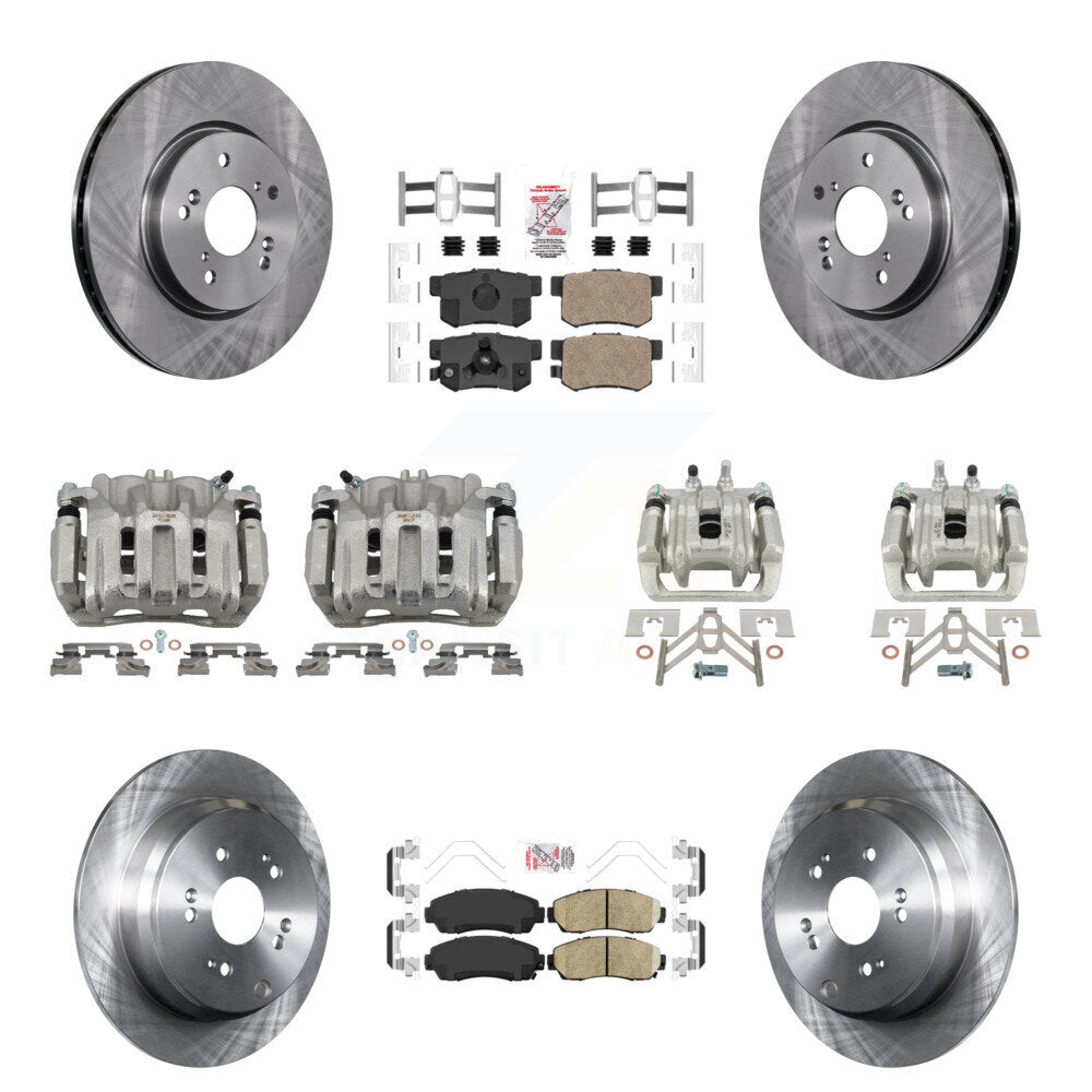 Front Rear Disc Brake Caliper Rotors And Ceramic Pad Kit (10Pc) For Honda CR-V Acura RDX KC8-102818N