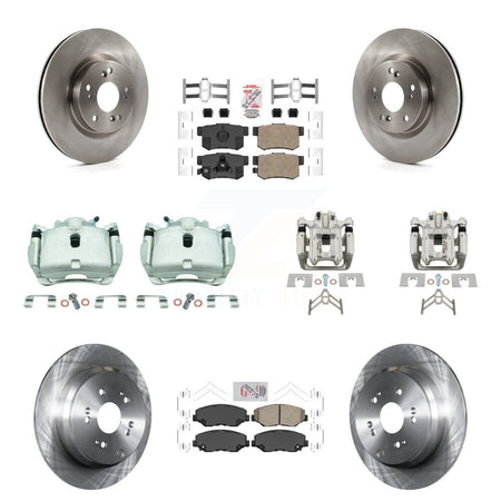 Front Rear Disc Brake Caliper Rotors Ceramic Pad Kit (10Pc) For 2012-2016 Honda CR-V FWD KC8-102825N