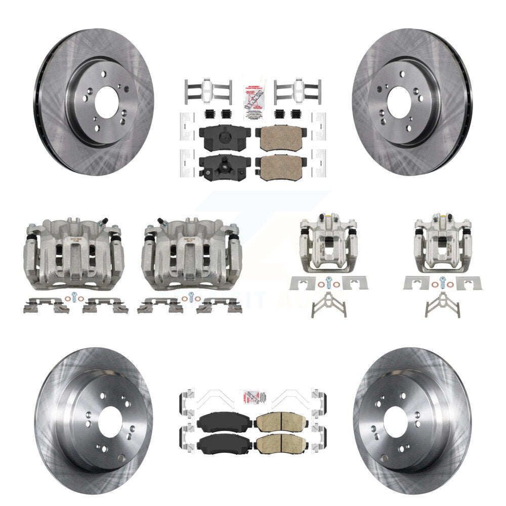 Front Rear Disc Brake Caliper Rotors And Ceramic Pads Kit (10Pc) For Honda CR-V KC8-102830N