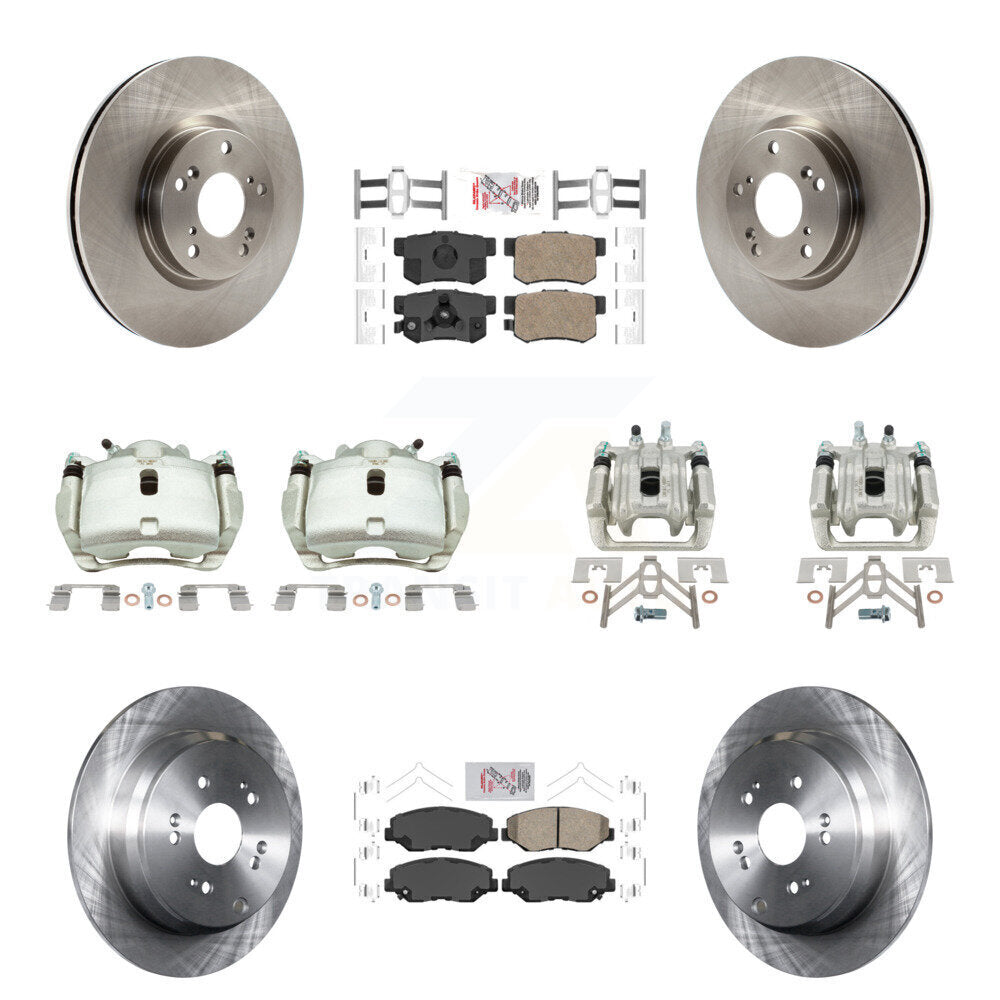 Front Rear Disc Brake Caliper Rotors And Ceramic Pad Kit (10Pc) For 2005-2006 Honda CR-V KC8-102835N