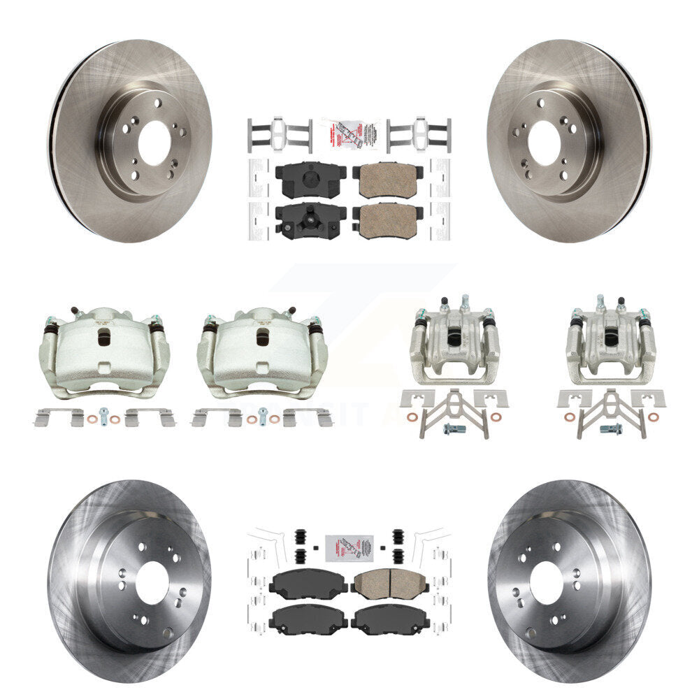 Front Rear Disc Brake Caliper Rotors And Ceramic Pad Kit (10Pc) For 2005-2006 Honda CR-V KC8-102836N