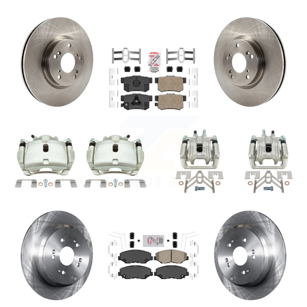 Front Rear Disc Brake Caliper Rotors And Ceramic Pad Kit (10Pc) For 2005-2006 Honda CR-V KC8-102838N