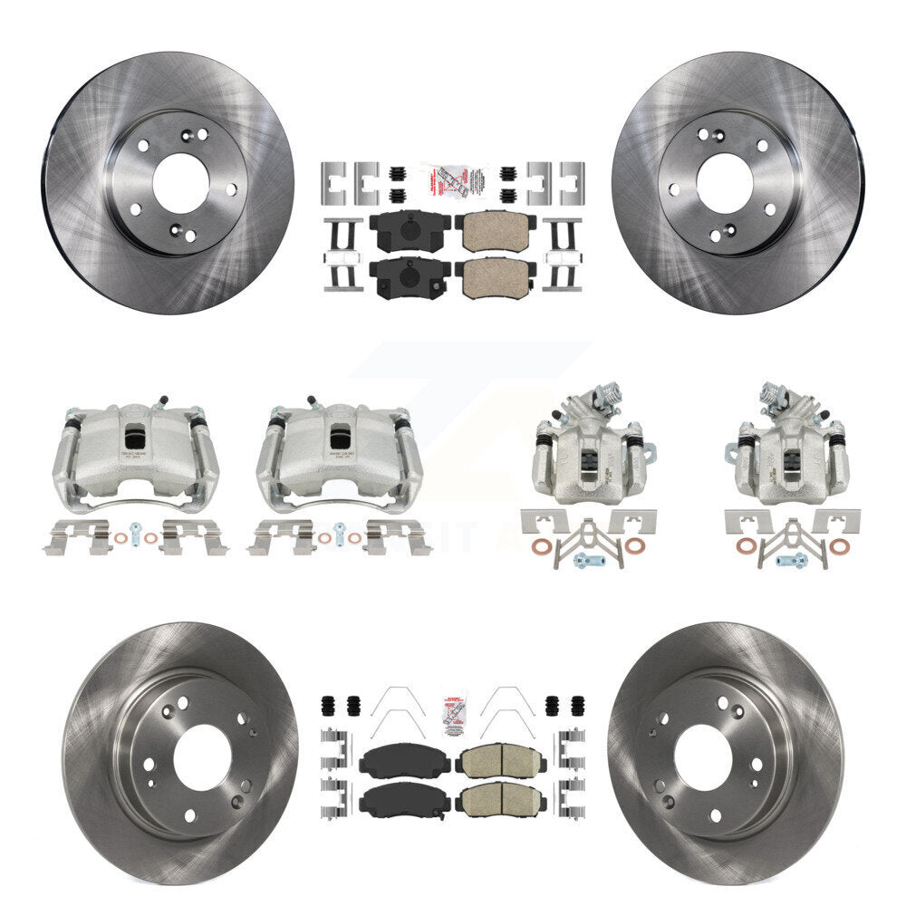 Front Rear Disc Brake Caliper Rotors And Ceramic Pads Kit (10Pc) For Acura CSX KC8-102844N