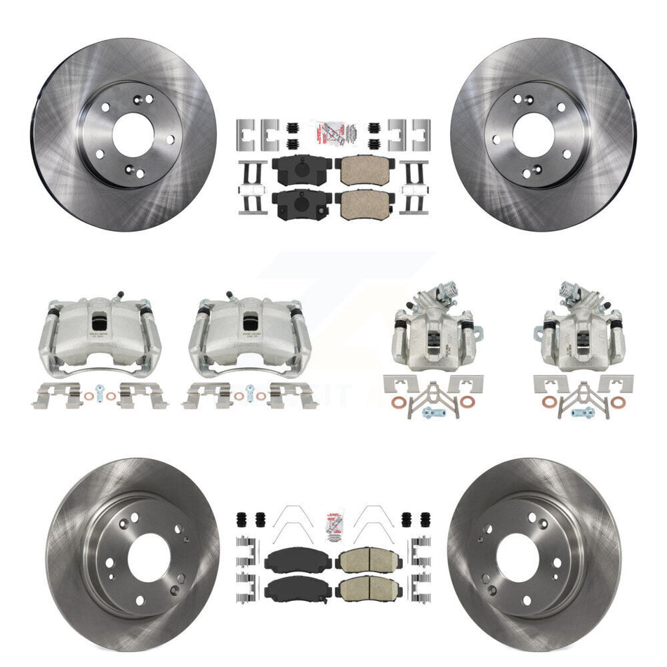 Front Rear Disc Brake Caliper Rotors And Ceramic Pads Kit (10Pc) For Acura CSX KC8-102844N