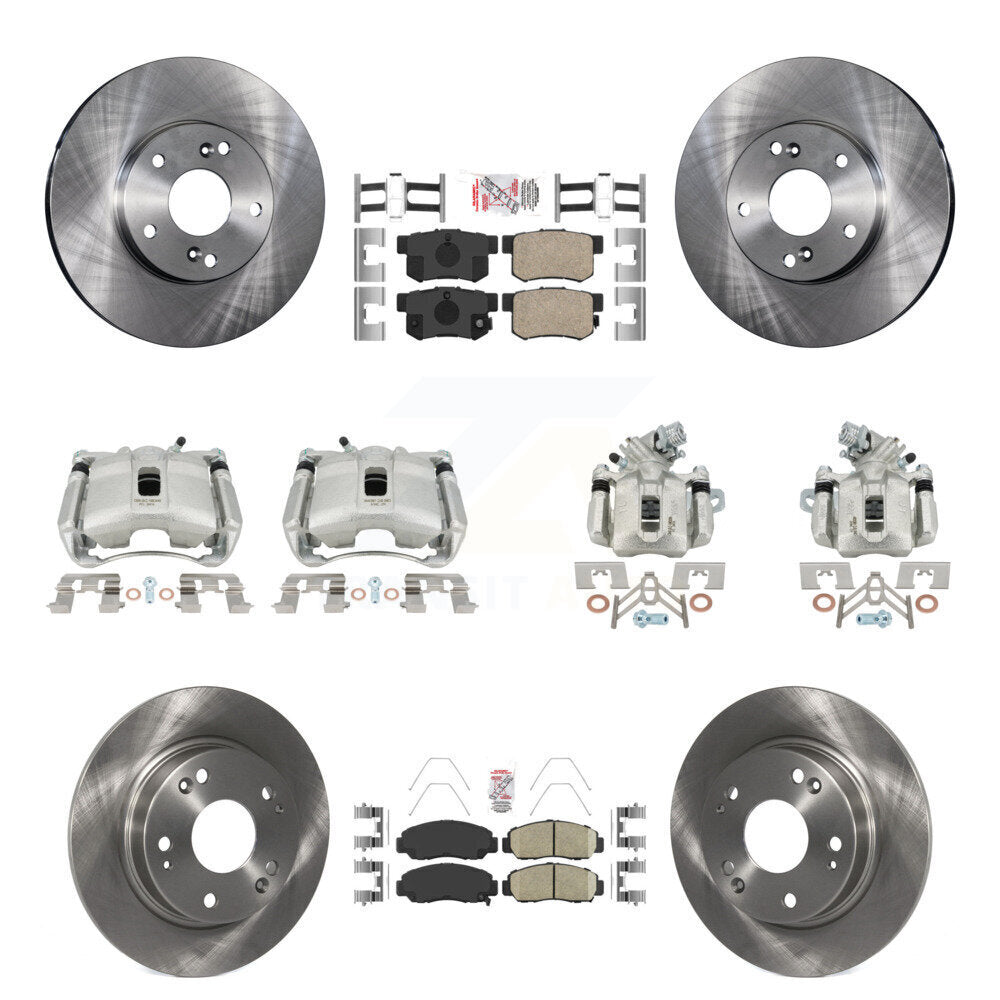 Front Rear Disc Brake Caliper Rotors And Ceramic Pads Kit (10Pc) For Acura CSX KC8-102845N