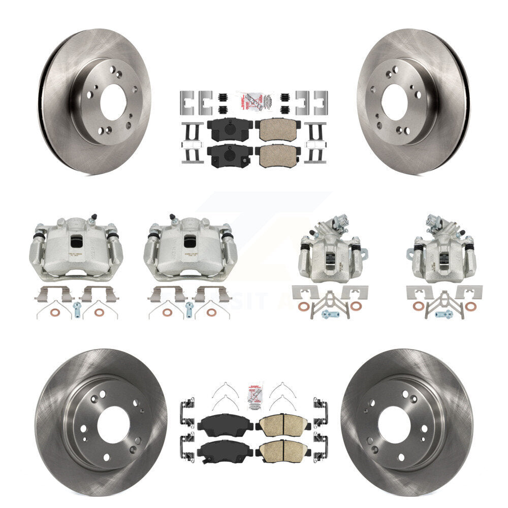 Front Rear Disc Brake Caliper Rotors Ceramic Pad Kit (10Pc) For 2013-2015 Acura ILX 1.5L KC8-102847N