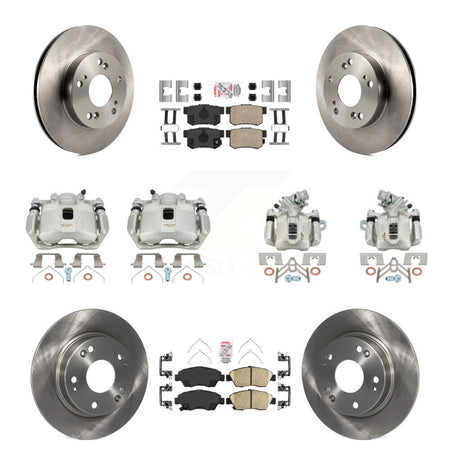 Front Rear Disc Brake Caliper Rotors Ceramic Pad Kit (10Pc) For 2013-2015 Acura ILX 1.5L KC8-102847N