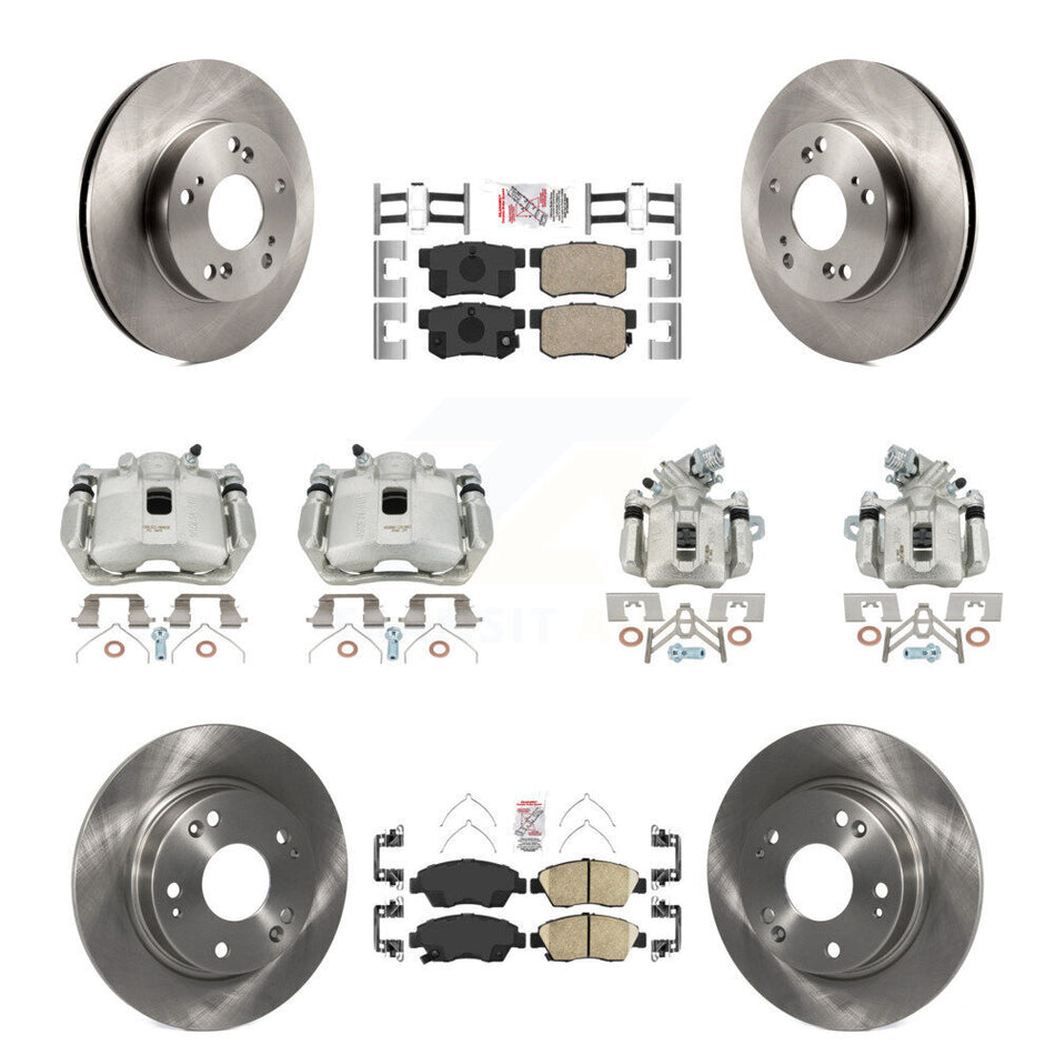 Front Rear Disc Brake Caliper Rotors Ceramic Pad Kit (10Pc) For 2013-2015 Acura ILX 1.5L KC8-102848N