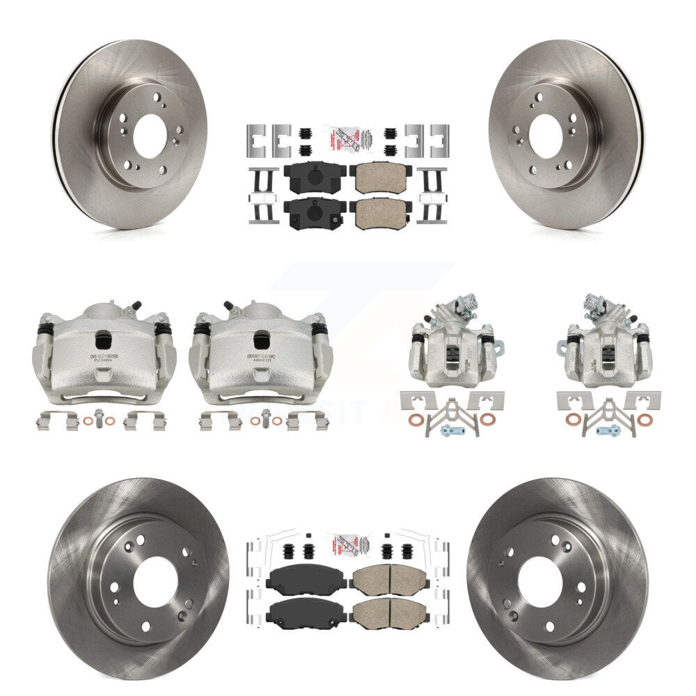 Front Rear Disc Brake Caliper Rotors And Ceramic Pads Kit (10Pc) For 2013 Acura ILX 2.0L KC8-102850N
