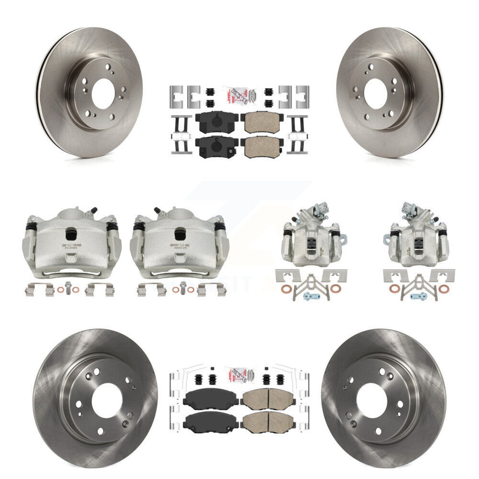 Front Rear Disc Brake Caliper Rotors And Ceramic Pads Kit (10Pc) For 2013 Acura ILX 2.0L KC8-102850N
