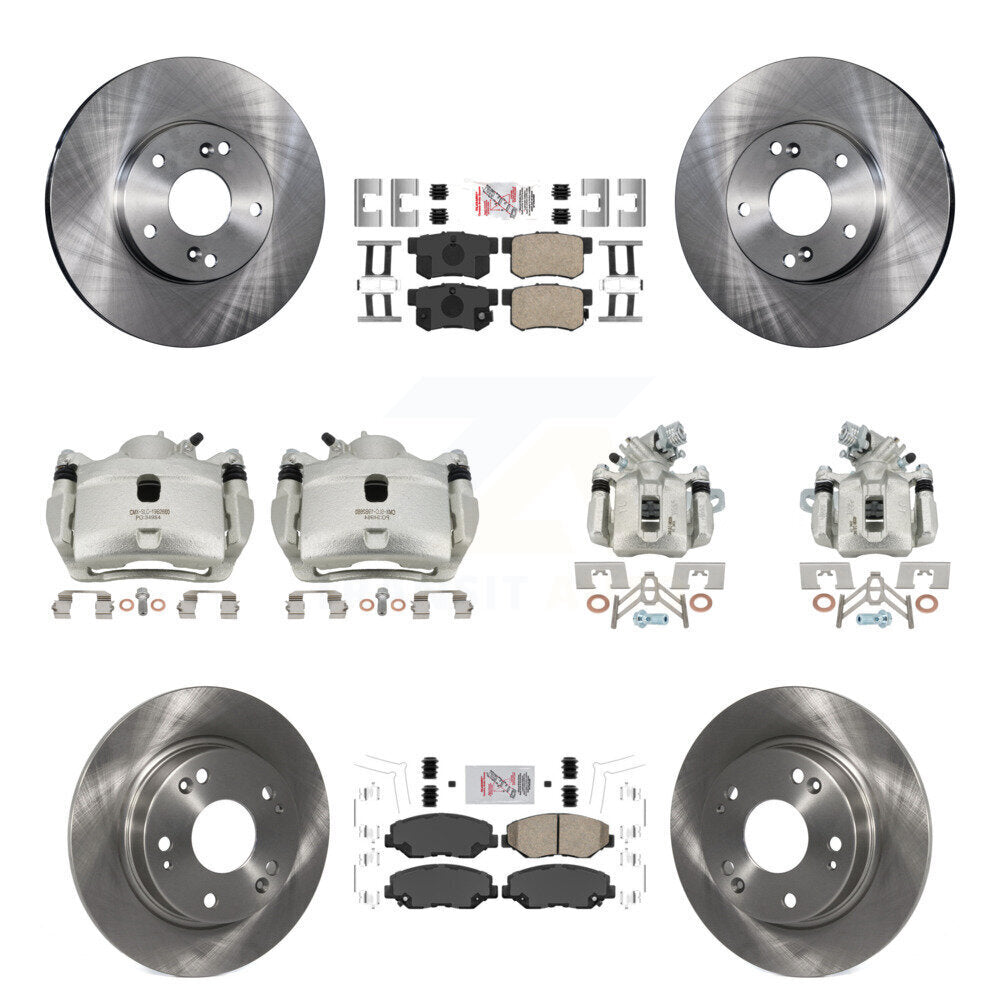 Front Rear Disc Brake Caliper Rotors And Ceramic Pads Kit (10Pc) For Honda Civic KC8-102854N