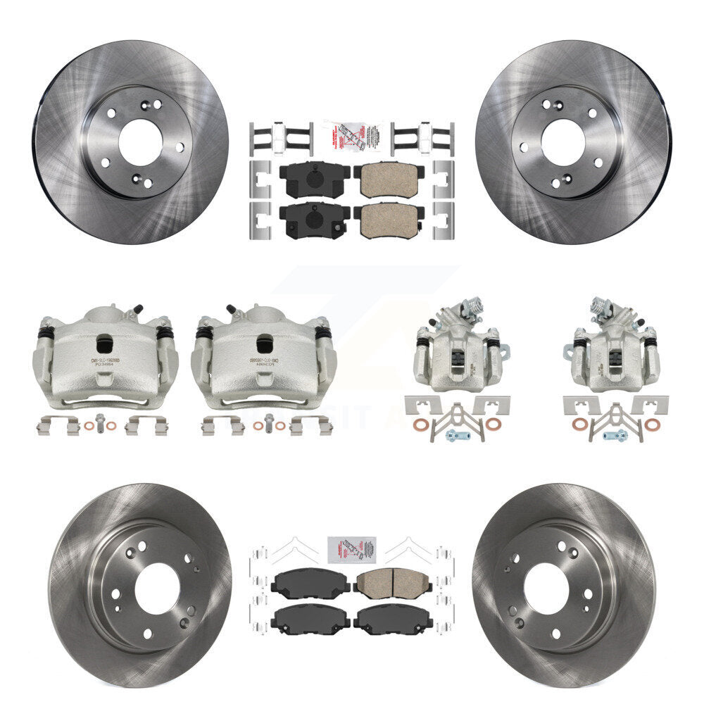 Front Rear Disc Brake Caliper Rotors And Ceramic Pads Kit (10Pc) For Honda Civic KC8-102855N
