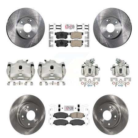 Front Rear Disc Brake Caliper Rotors And Ceramic Pads Kit (10Pc) For Honda Civic KC8-102856N