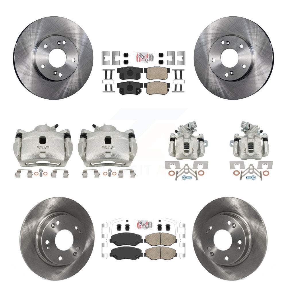 Front Rear Disc Brake Caliper Rotors Ceramic Pad Kit (10Pc) For 2014-2015 Acura ILX 2.0L KC8-102858N