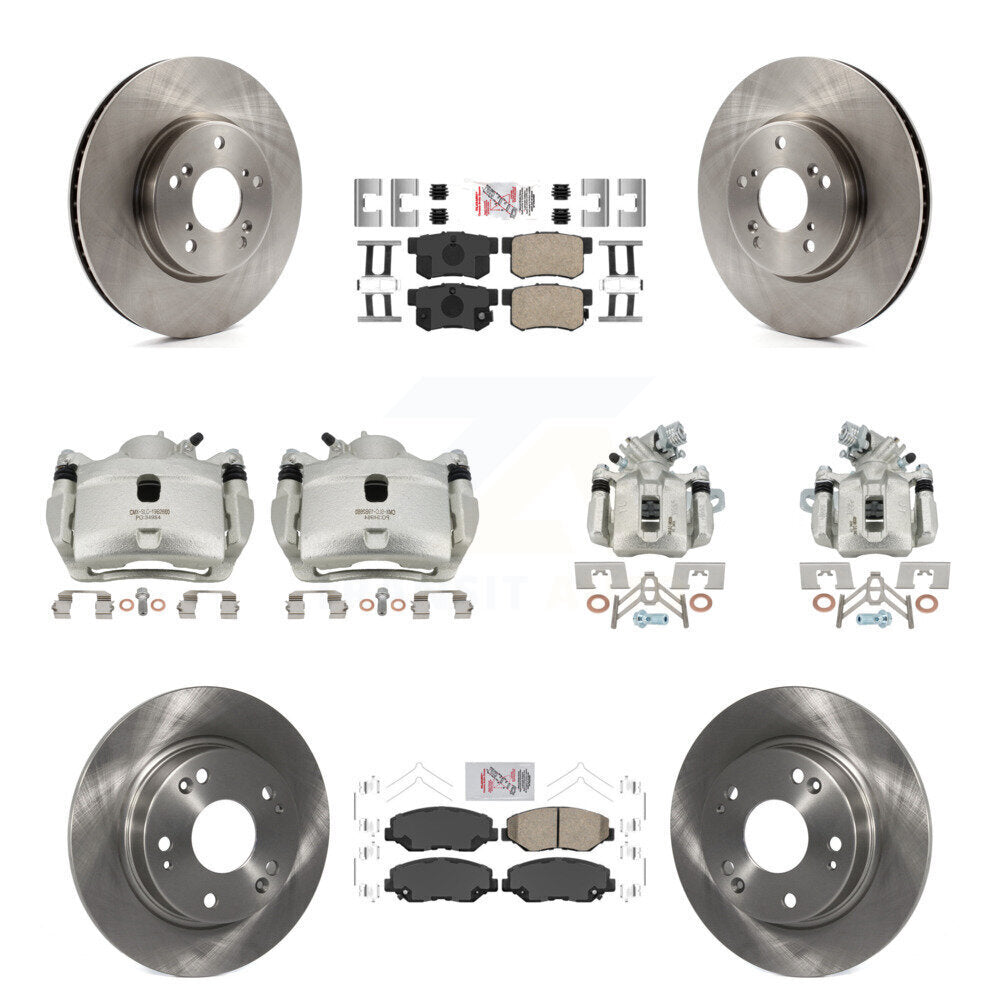 Front Rear Disc Brake Caliper Rotors And Ceramic Pads Kit (10Pc) For Honda Civic KC8-102861N