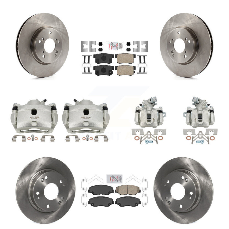 Front Rear Disc Brake Caliper Rotors And Ceramic Pads Kit (10Pc) For Honda Civic KC8-102861N