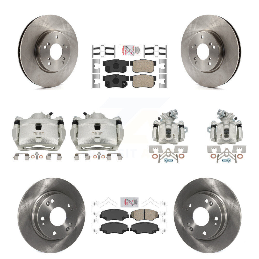 Front Rear Disc Brake Caliper Rotors And Ceramic Pads Kit (10Pc) For Honda Civic KC8-102863N