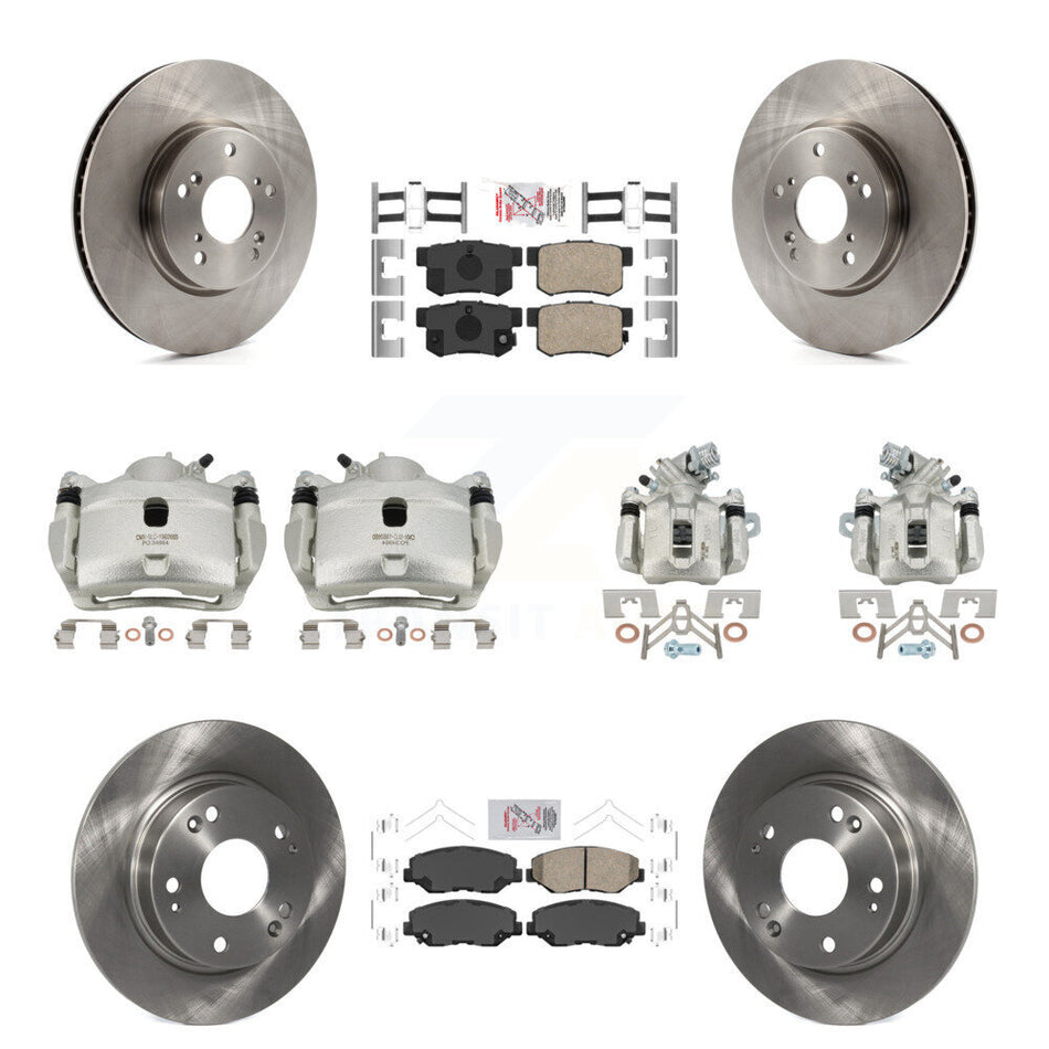 Front Rear Disc Brake Caliper Rotors And Ceramic Pads Kit (10Pc) For Honda Civic KC8-102863N