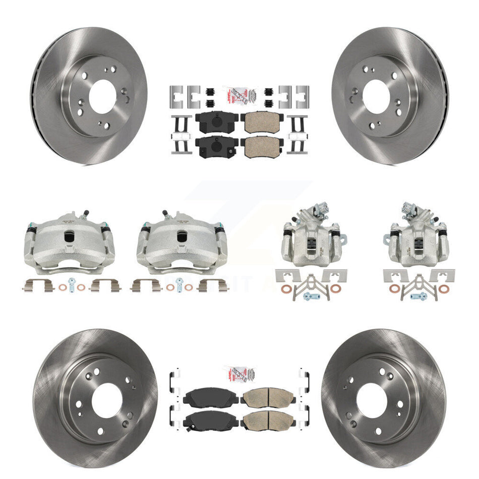 Front Rear Disc Brake Caliper Rotors And Ceramic Pads Kit (10Pc) For Honda Civic KC8-102865N
