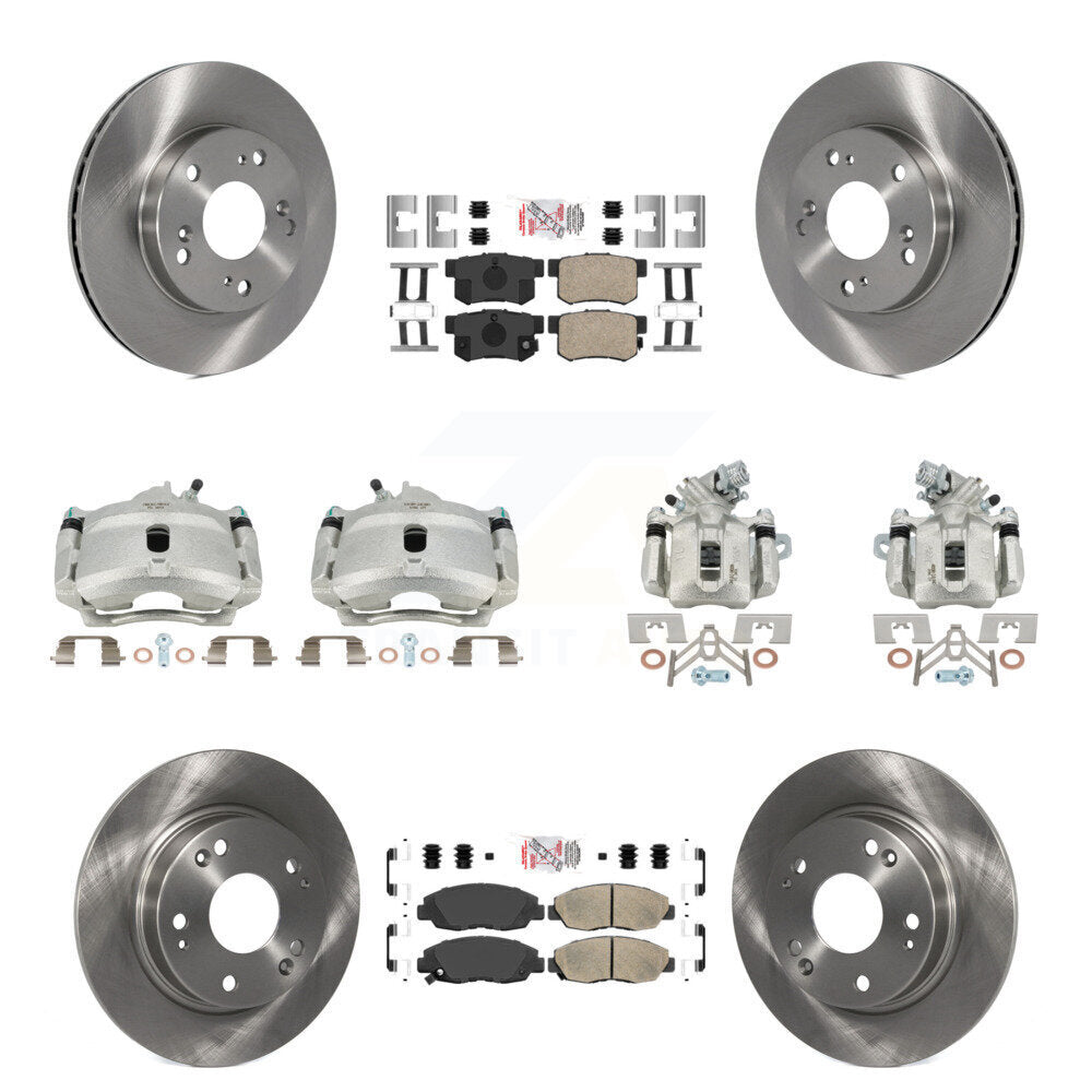 Front Rear Disc Brake Caliper Rotors And Ceramic Pads Kit (10Pc) For Honda Civic KC8-102866N