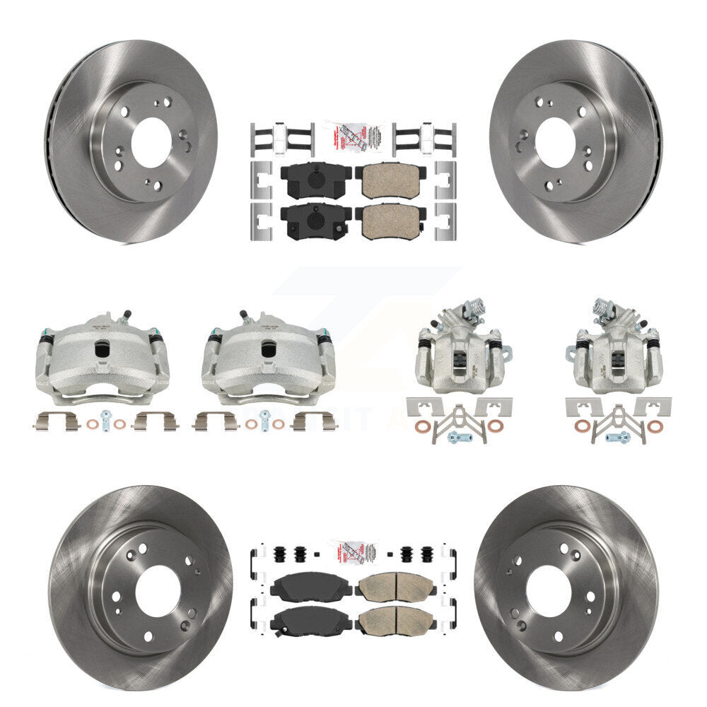 Front Rear Disc Brake Caliper Rotors And Ceramic Pads Kit (10Pc) For Honda Civic KC8-102868N